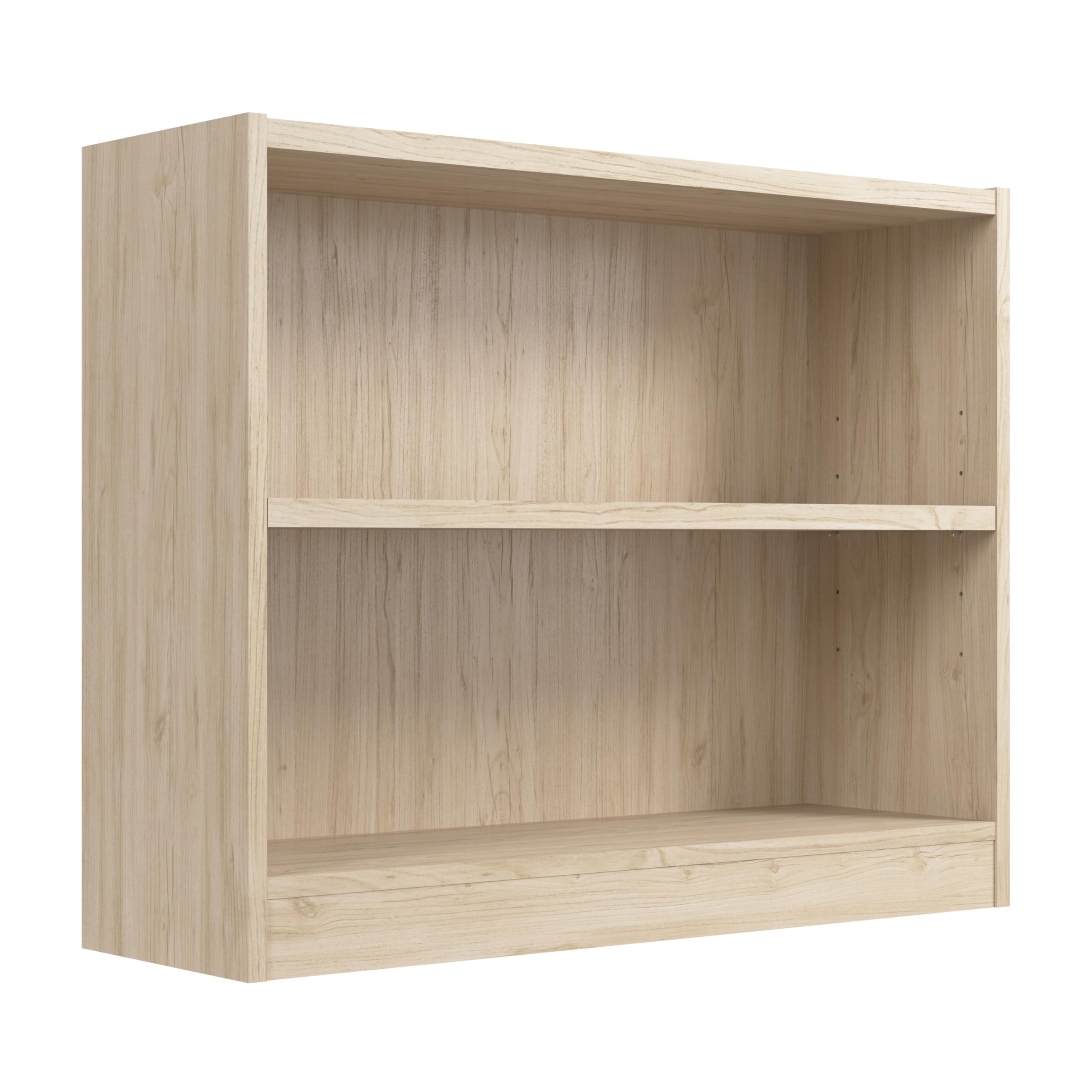 Bush Home Universal Small 2 Shelf Bookcase in Natural Elm, Low Storage and Display Bookshelf for Home Office or Living Room Organization