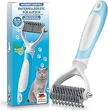 BluePet Undercoat Brush for Cats, Cat Brush for Long Hair, Fur Brush for Removing Undercoat, Undercoat Brush & Cat Comb, Dematting Comb for Long Hair Cats, Comb for Gentle Grooming, Blue
