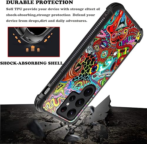 Miniatura 5 de CARLOCA Funda compatible con Samsung Galaxy S22 Ultra, colorida funda de acrílico duro con diseño gráfico de dibujos animados rojo trippy a prueba