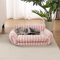 Vista 6 de Hollypet Cama para gatos, mullida, multifuncional, de doble capa, suave para mascotas, sofá ortopédico para gatos y perros pequeños, color rosa