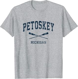 Petoskey Michigan Vintage Nautical Paddles Sports Oars T-Shirt