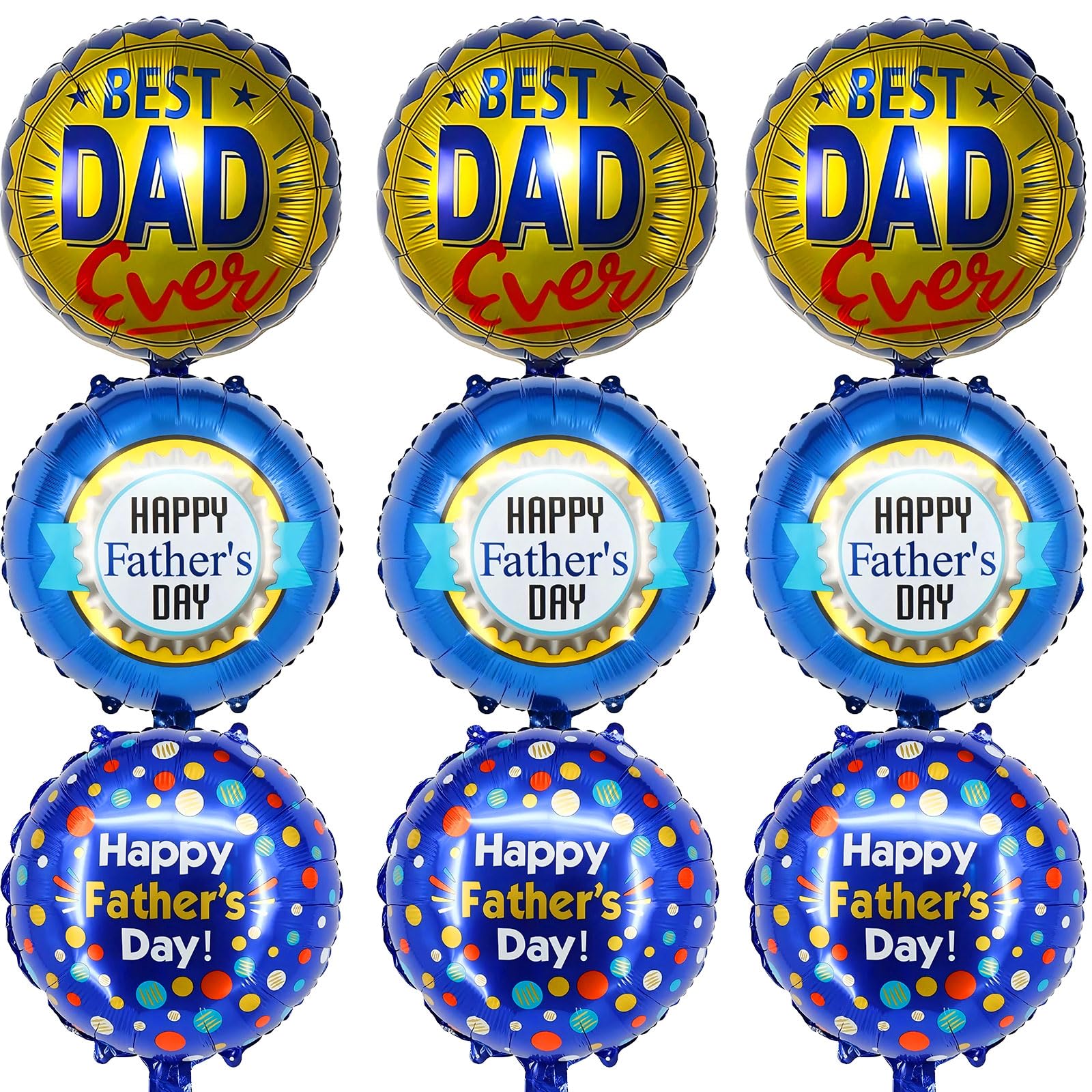 9 Pcs Happy Fathers Day Round Foil Balloons, Father's Day Decorations, Best Dad Ever Helium Balloons, 18 Inch Aluminum Foil Balloon for Fathers Festival Party Decorations Supplies