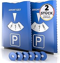 DIYexpert Car Parking Disc with Ice Scraper, Made in Germany, Pack of 2, German Road Traffic Regulations Compliant and Includes Shopping Trolley Chips, Perfect as a Parking Meter for Motorcycles