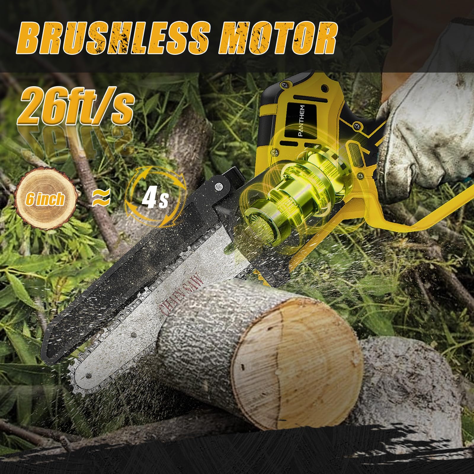 Mini Akku Kettensäge kompatibel mit Dewalt 18V 20V (Ohne akku), Bürstenlose 8 Zoll 6 Zoll Elektro Kettensäge, klein Kettensägen Kette Sicherheitsschloss astsäge Säge Handkettensäge