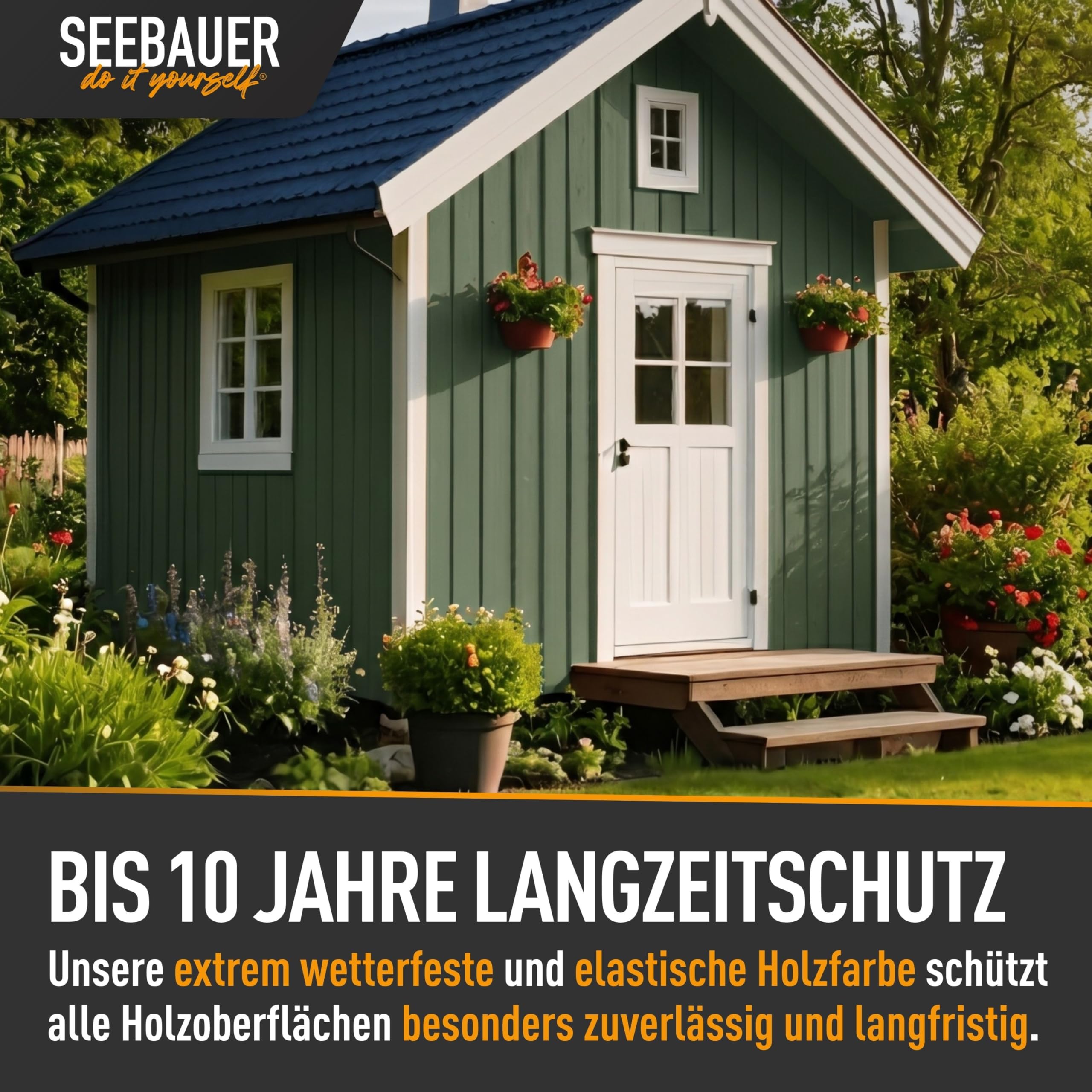 Holzfarbe Grün 750ml für Innen & Außen (No. 760 Nordic Wood) Hoch deckende Wetterschutzfarbe - 10 Jahre Langzeitschutz für Gartenhäuser, Holzzäune & Holzverkleidungen