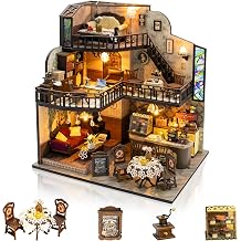DIY Miniature House Kit, Coffee Shop Dollhouse with Furniture&LED