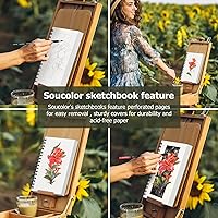 Vista 5 de Soucolor Paquete de 2 cuadernos de bocetos de 5.5" x 8.5" pulgadas, 200 hojas cuaderno diario en blanco, A5, bloc de bocetos con encuadernación