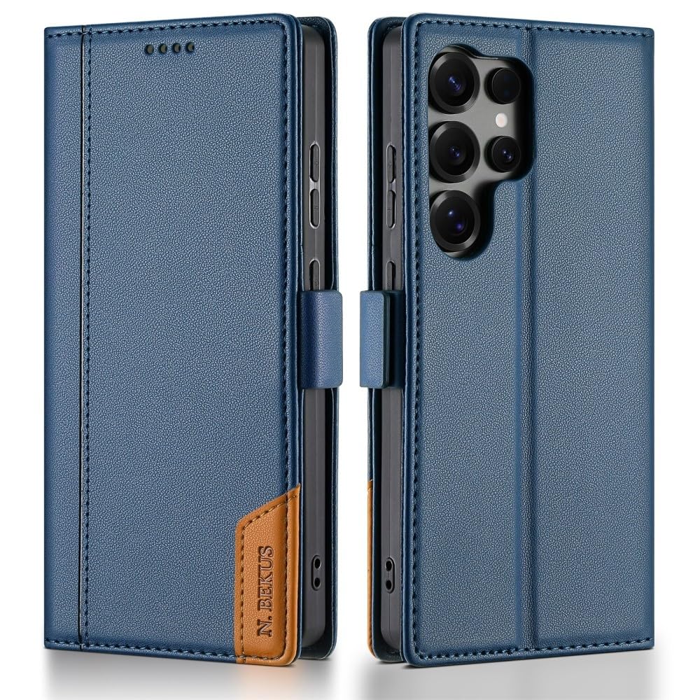 Generic Compatible avec Samsung Galaxy S8 (couleur : bleu). Étui portefeuille en cuir à rabat