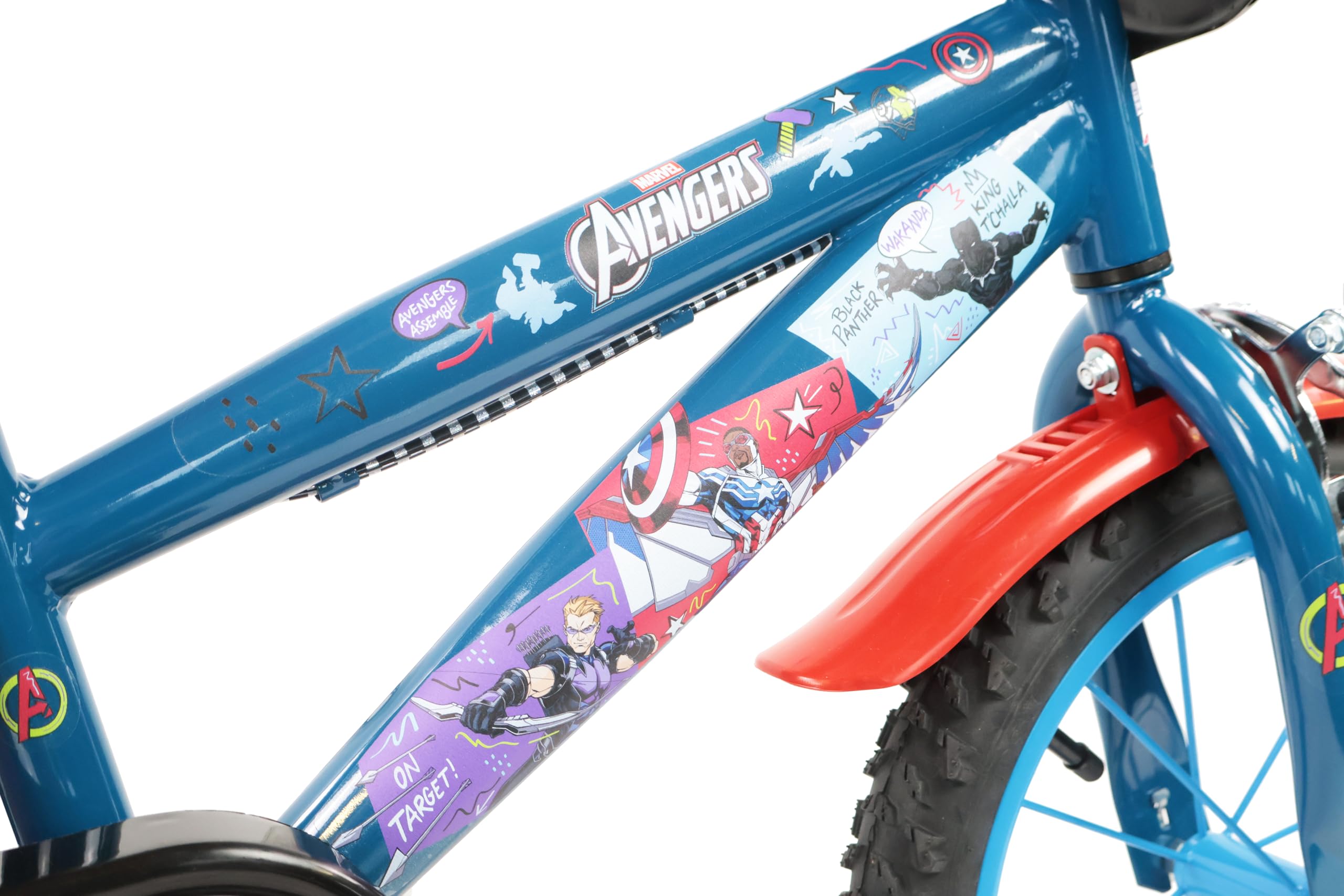 Denver Bike Bicicletta Bambino 14 Pollici Licensed Avengers, 3-5 Anni, Rotelle Removibili, Freni Caliper Anteriore/Posteriore, Telaio Acciaio, Ruote Gonfiabili, Borraccia e Scudo