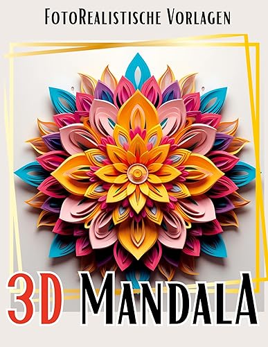 3D Mandala Malbuch „Black &amp; White“: Wunderschöne 3D Mandalas auf weißen und schwarzen Hintergründen. 3D Malbuch Mandala. (Black Midnight- Mandala)