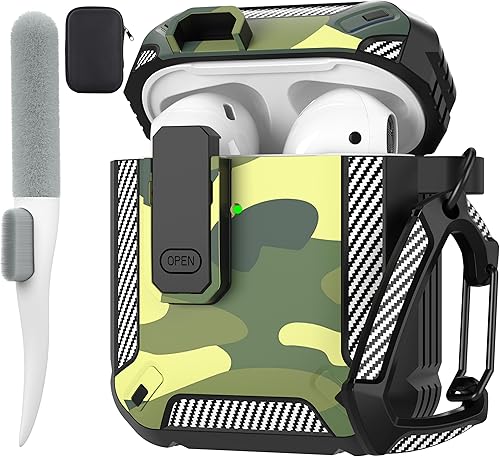 Vista 37 de Maxjoy Funda Protectora para AirPods de 2ª Generación, Funda para AirPods con Cerradura Gen 2 Carcasa Rígida Resistente a Prueba de Golpes Cubierta
