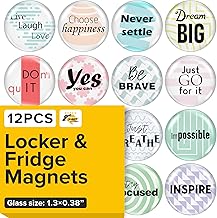 Super Cute Fridge & Locker Magnets – 12 Glass Magnets with Vibrant Colors – Strong Hold for Photos, Notes, Recipes – Aesthetic Refrigerator Decoration - Perfect for School & College Locker