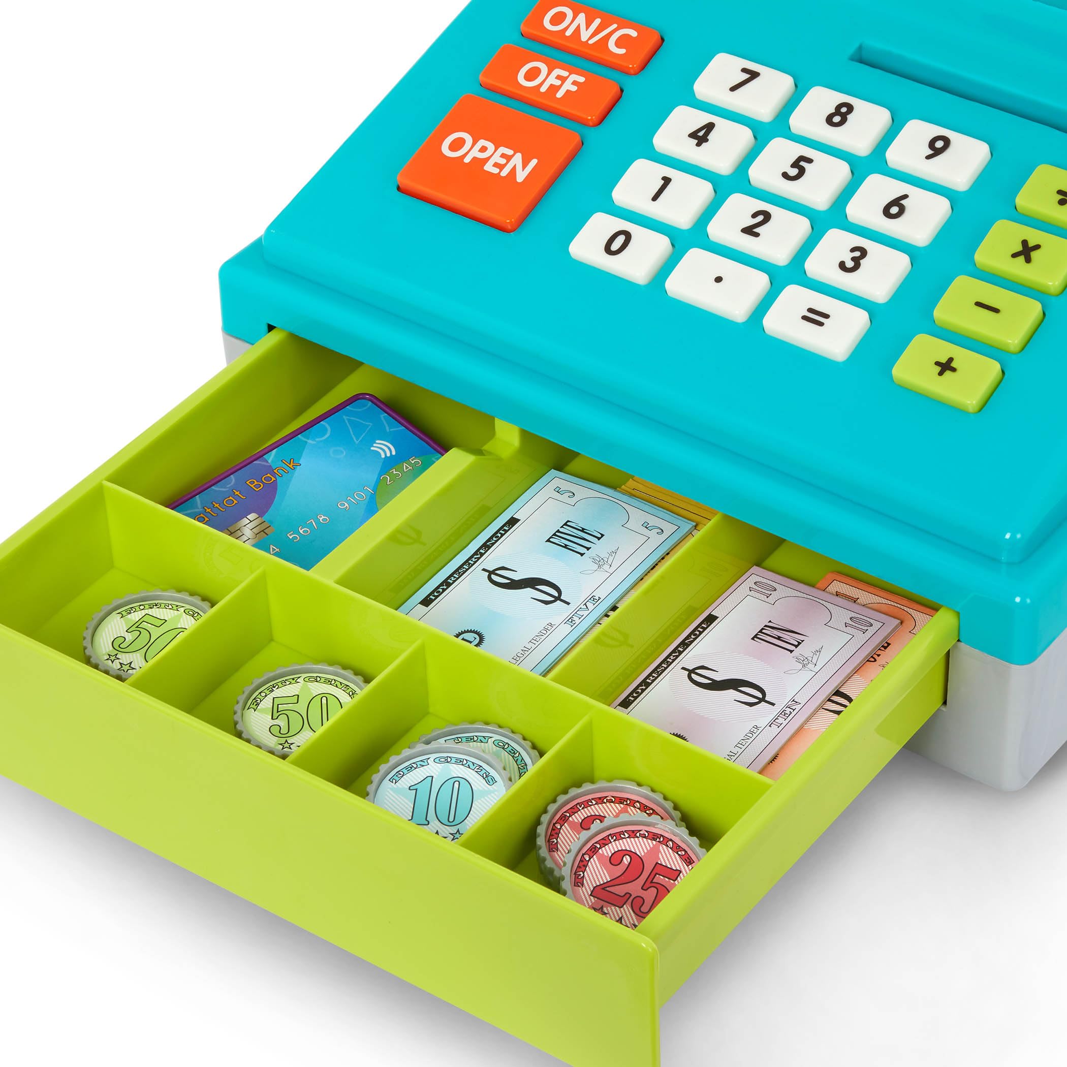 Battat Caja registradora de Juguete con calculadora y Dinero, Azul