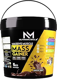 Massive Muscle Mass Gainer -5 Kgs - Choco Treat (Chocolate) Flavour - for Mass, Muscle, Power & Strength Gain -Contains CREATINE MONOHYDRATE - High protein Gainer