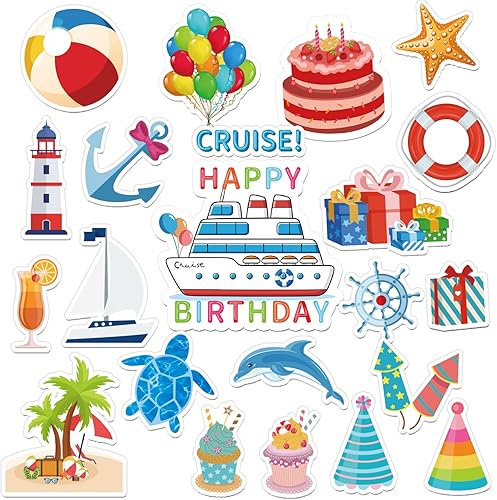 JULMELON Decoraciones Magnéticas para Puerta de Crucero, 22 piezas Divertidos Imanes Magnéticos Reutilizables de Cumpleaños para Puerta de Camarote