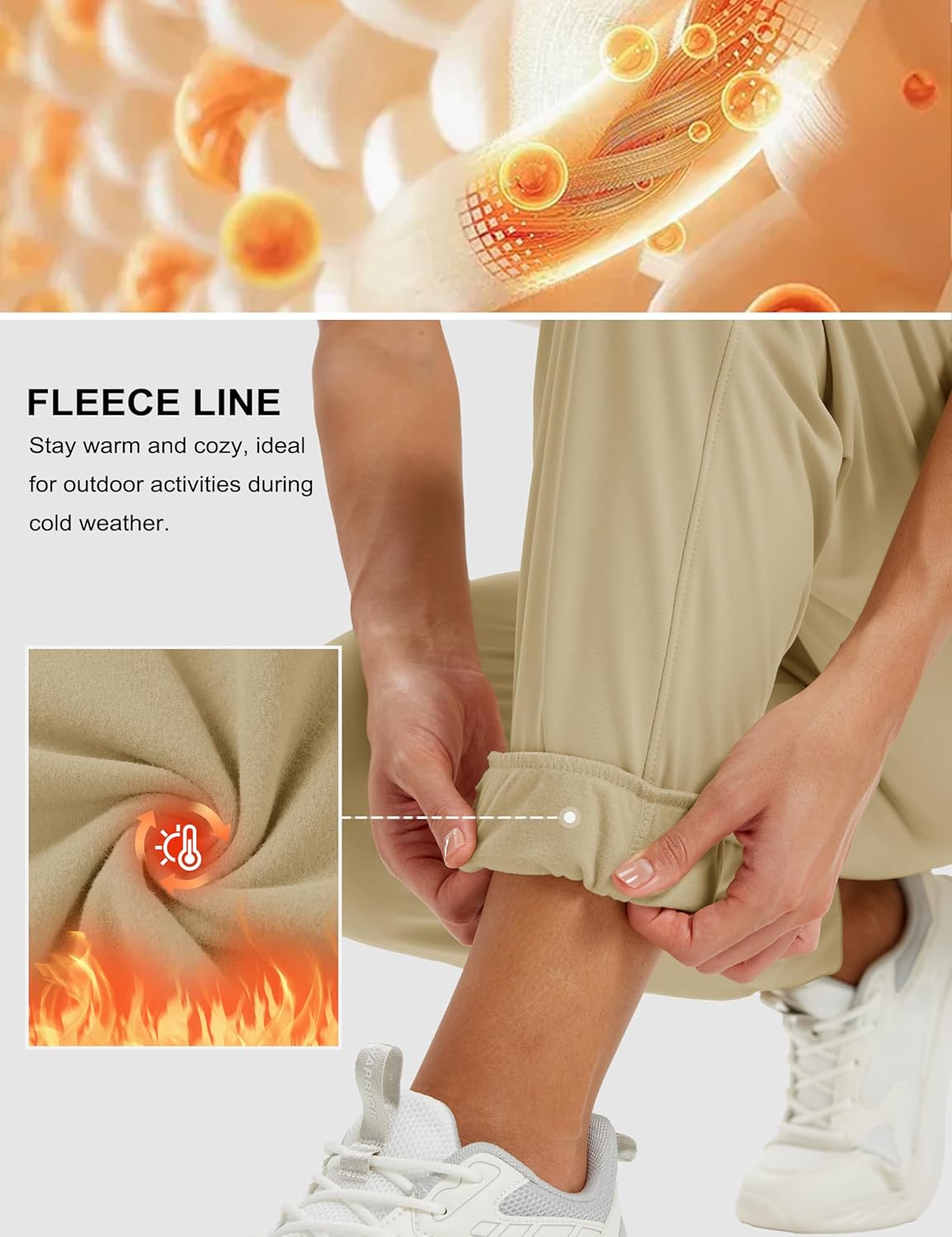 MAGCOMSEN Women's Fleece Lined Joggers Waterproof Thermal Winter Sweatpants Insulated Hiking Running Snow Pants Pockets - Image 4