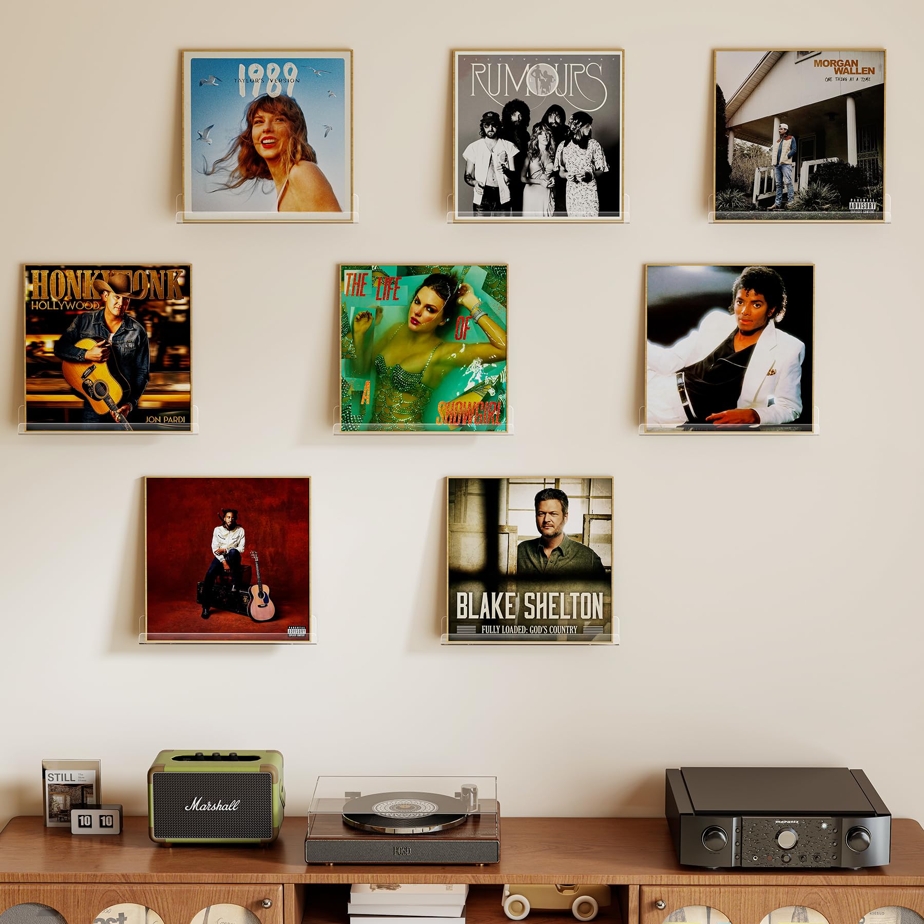 Laurensory Paquete de 8 soportes de pared para discos de vinilo de 12 pulgadas