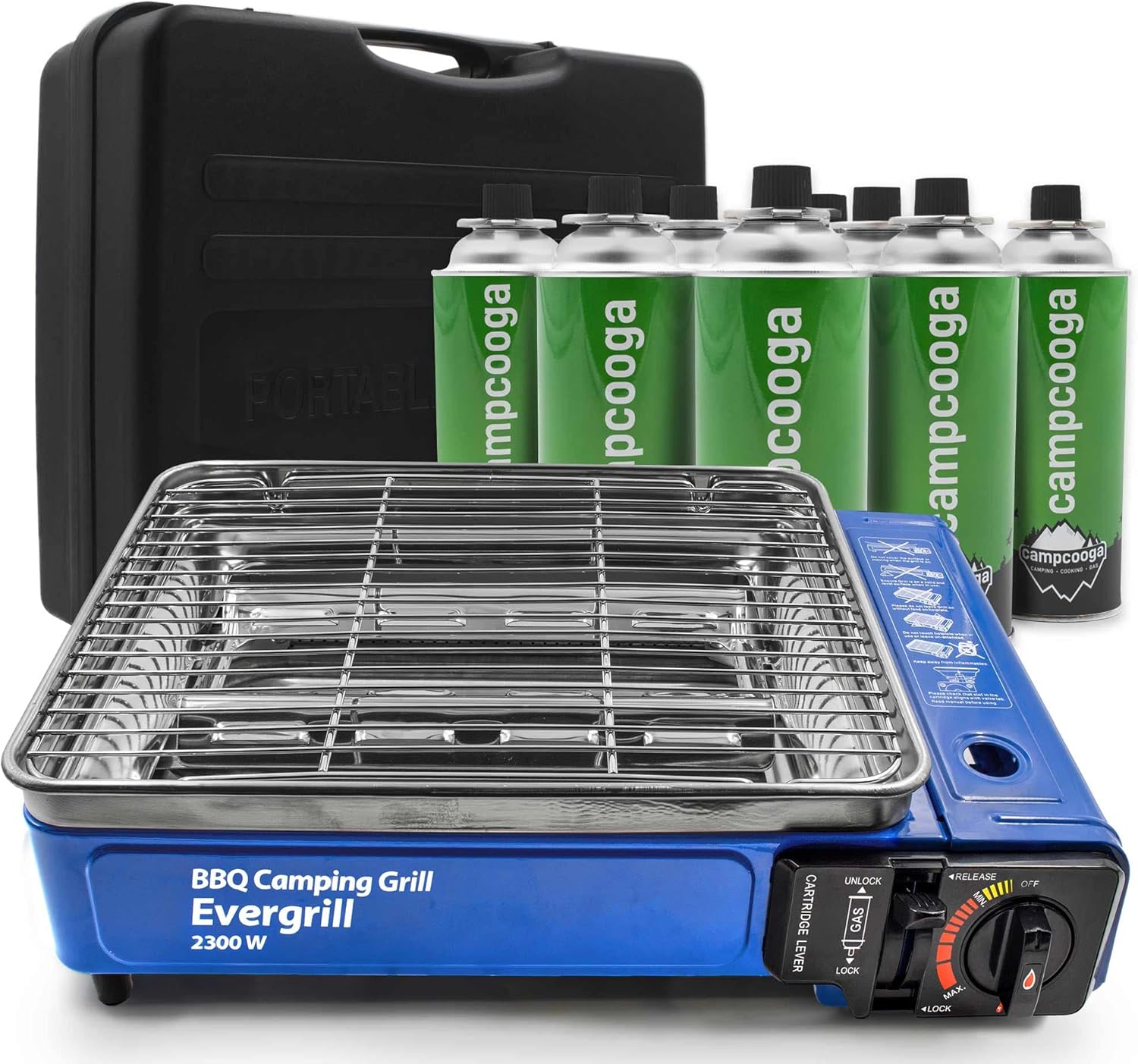 Camping Gasgrill Evergrill mit 8 Gaskartuschen (MSF1A