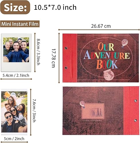 Miniatura 5 de Álbum de fotos para álbumes de recortes, nuestro libro de aventuras, libro de recortes con palabras en relieve, tapa dura, álbum de recortes de