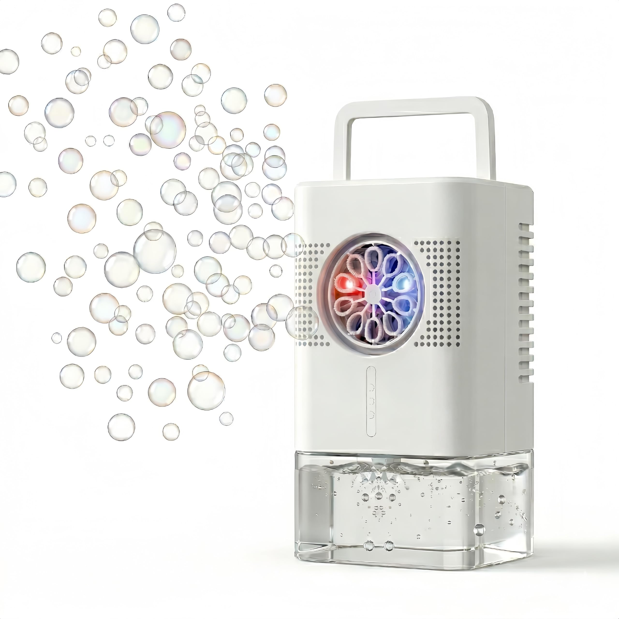Muslecid Bubble Machine for Kids, Light Up Bubble Maker with LED Lights, 400ml Leak-Proof Bubble Blower, USB/Battery Powered Portable Indoor Outdoor Garden Party Toy