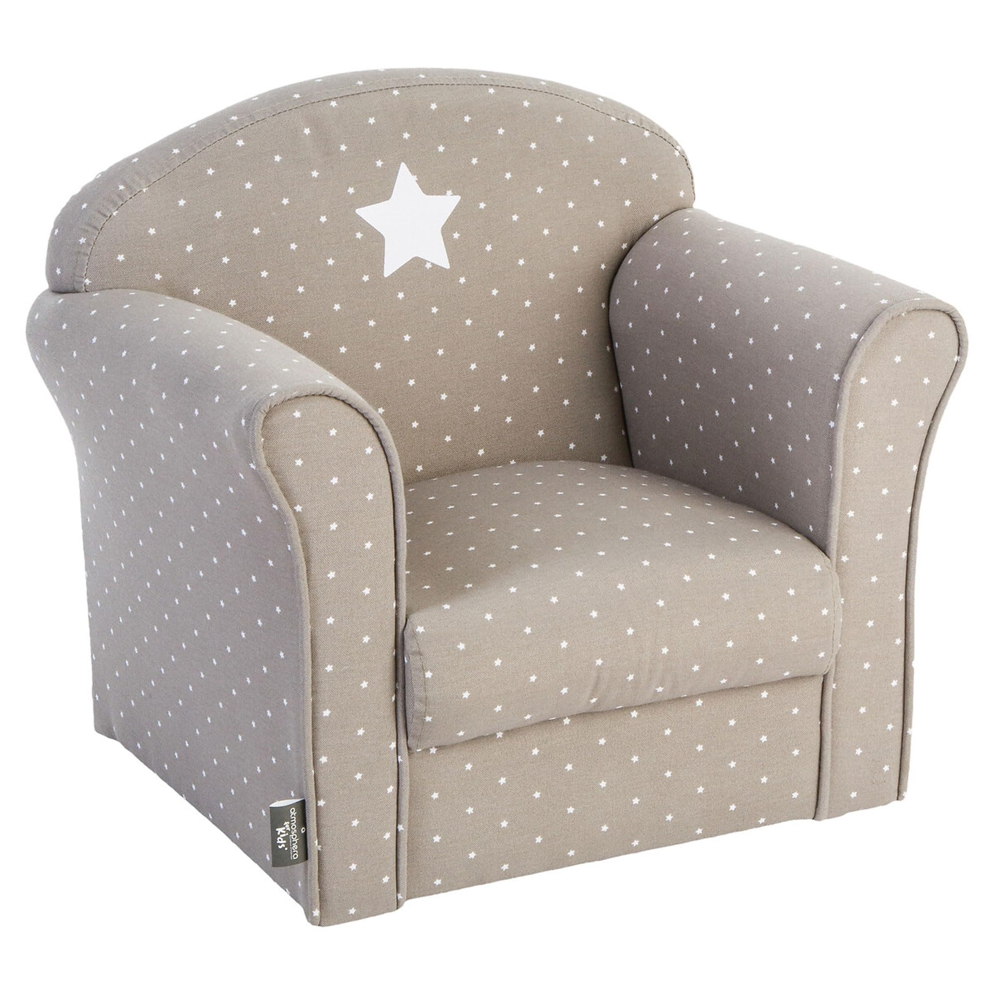 Sillón Infantil Classic Color Gris Topo con Estampado Decorativo, 49 x 35,2 x 44 cm