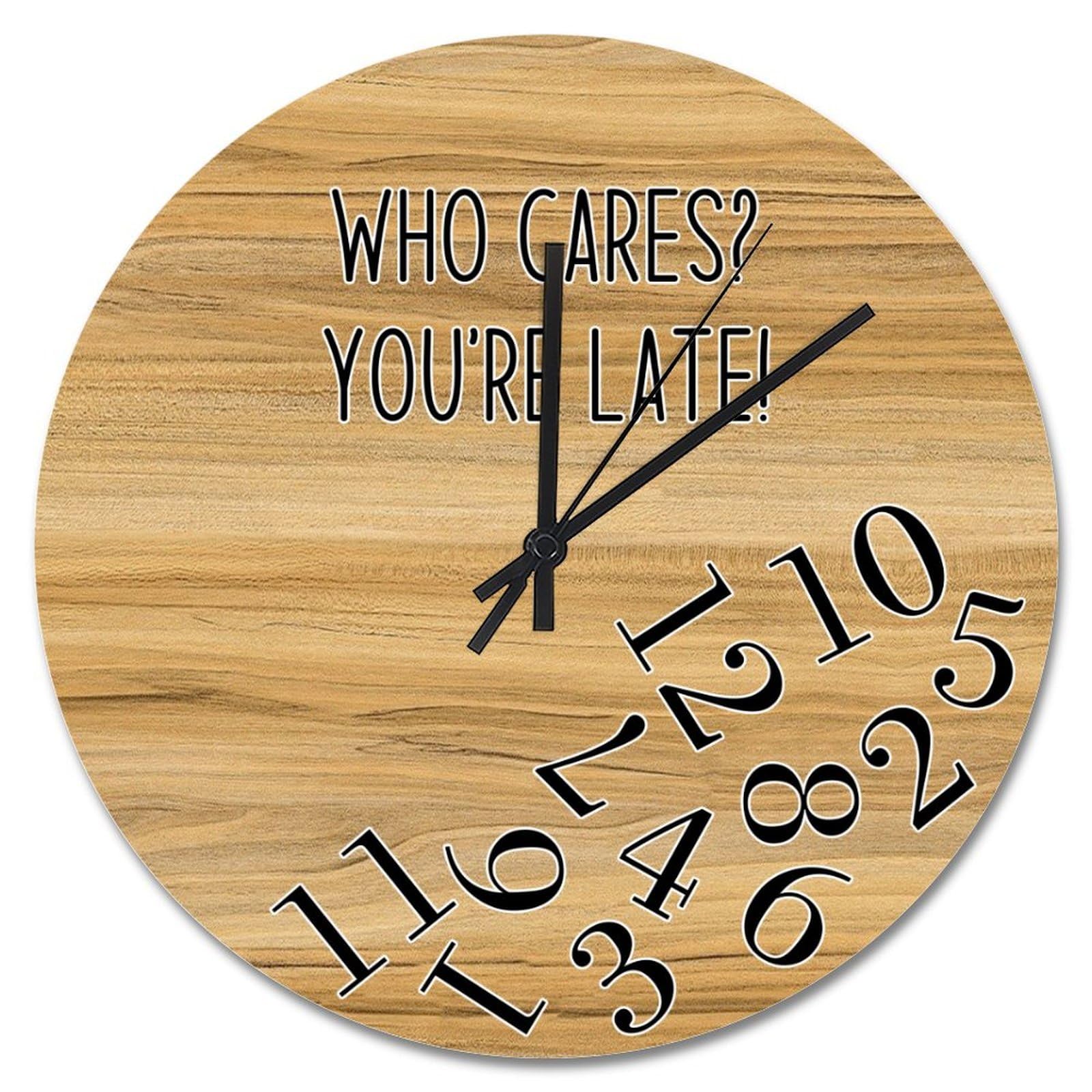 Horloge murale vintage 38 cm en bois marron à piles pour salon chic