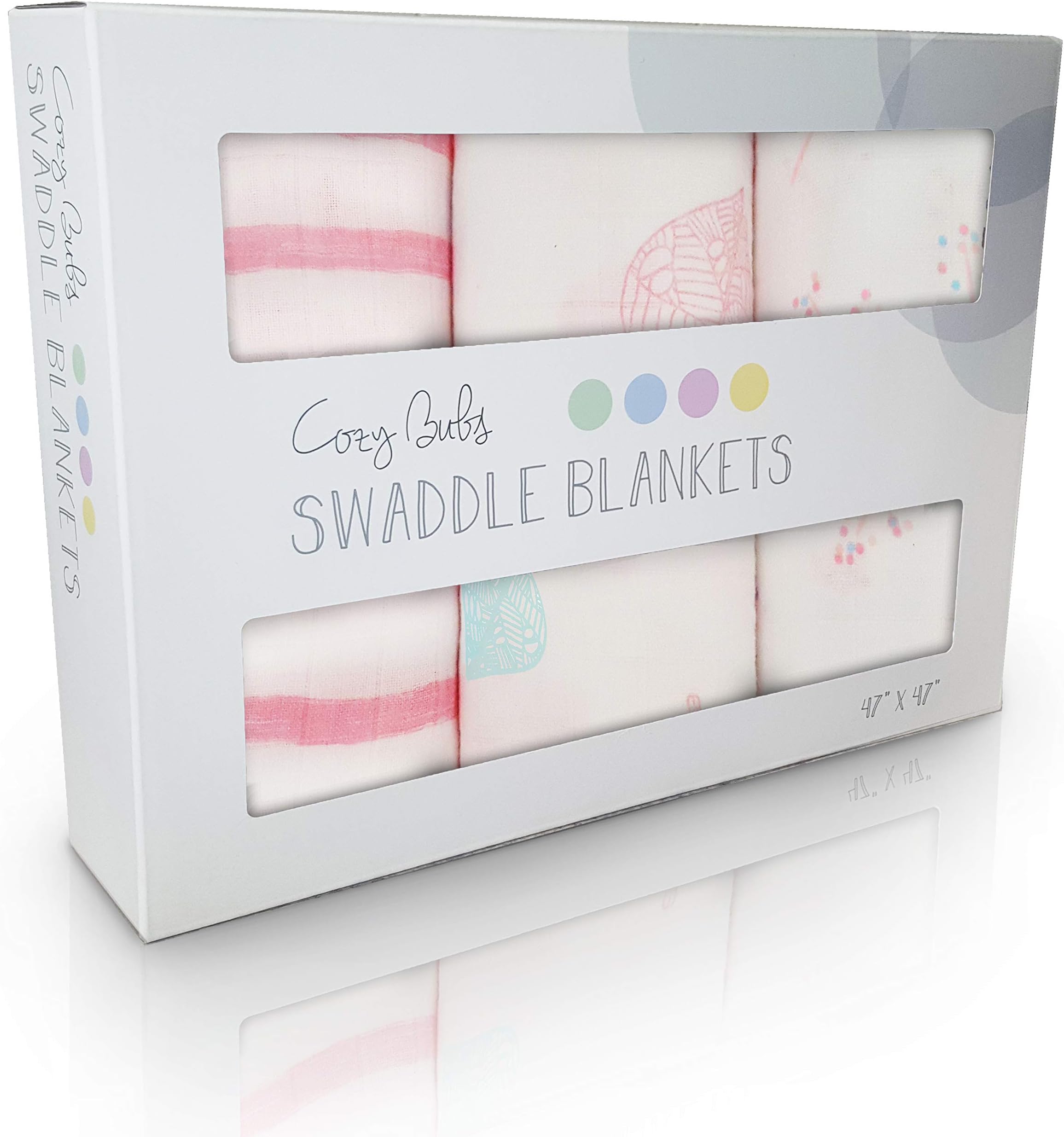 CozyBubs Swaddle Blankets Set [3-Pack] – Ultra Soft, Bamboo Cotton Muslin Receiving Blankets – Hypoallergenic & Chemical-Free – Perfect Baby Gifts for Girls Baby Shower (Pretty in Pink)