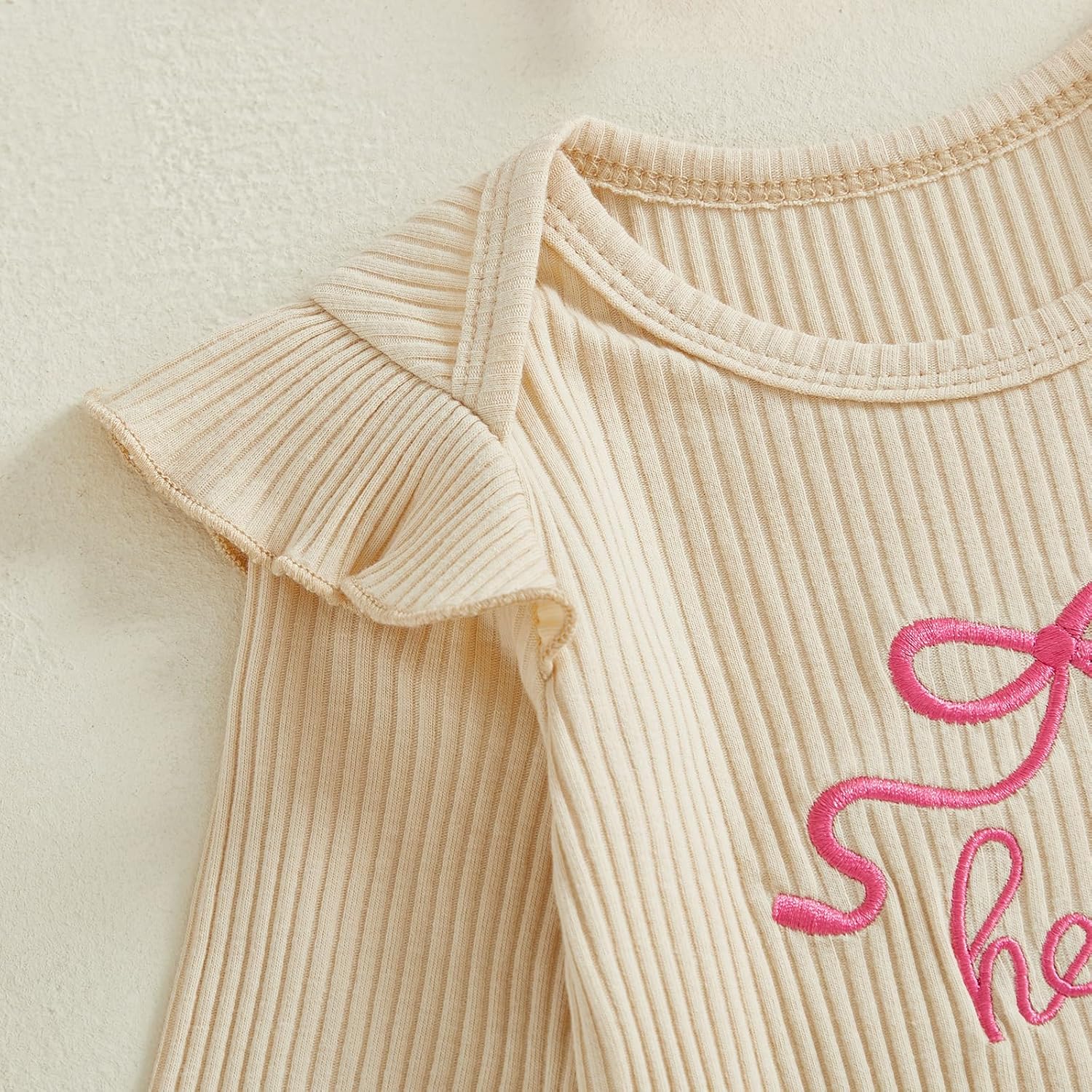 Twopumpkin Preemie Clothes Baby Girl Outfit Newborn Hello World Ribbed Romper Knitted Pants Headband Coming Home Outfits - Image 5