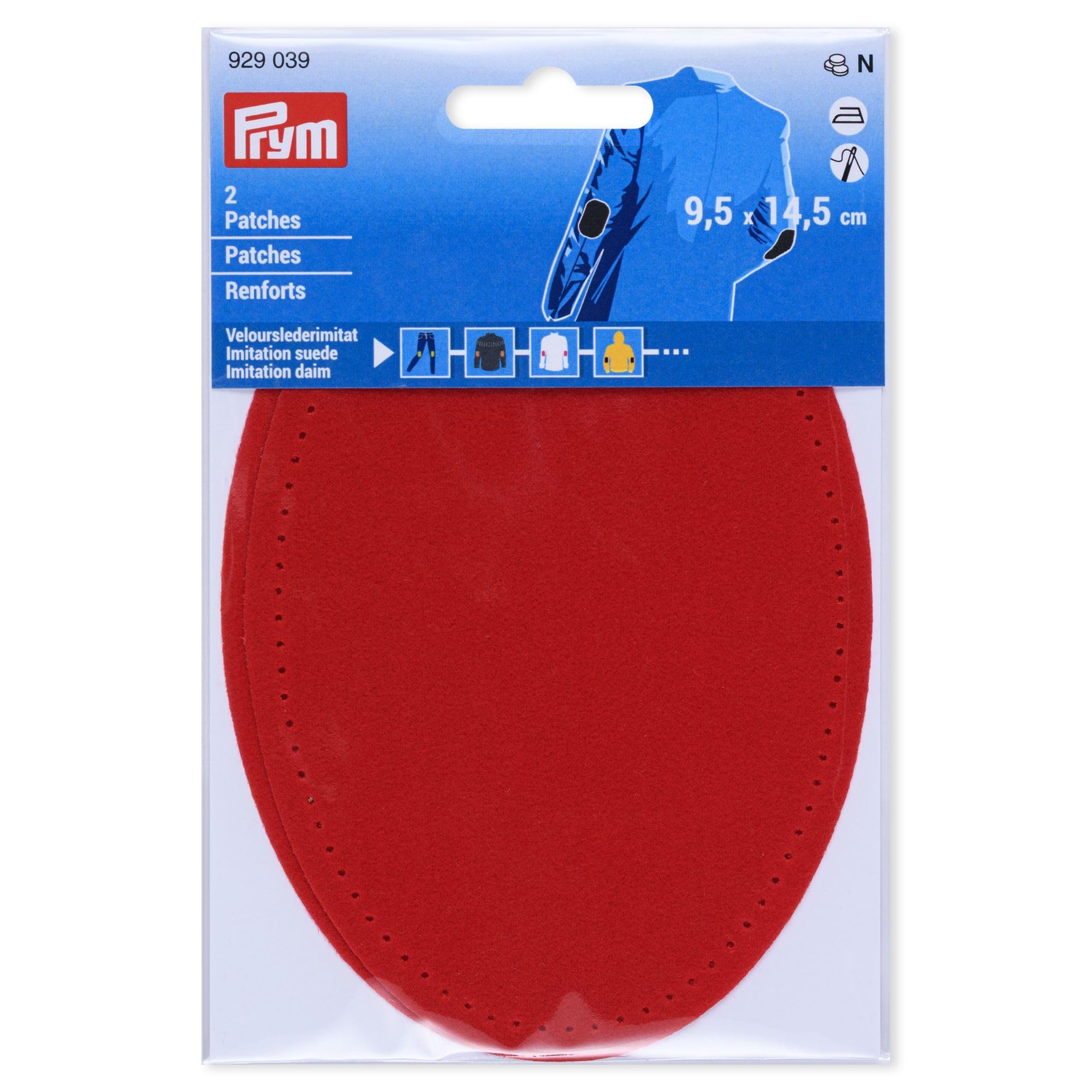 Prym 929039 Iron-On Faux Suede Patches 9.5 x 14.5 cm Red