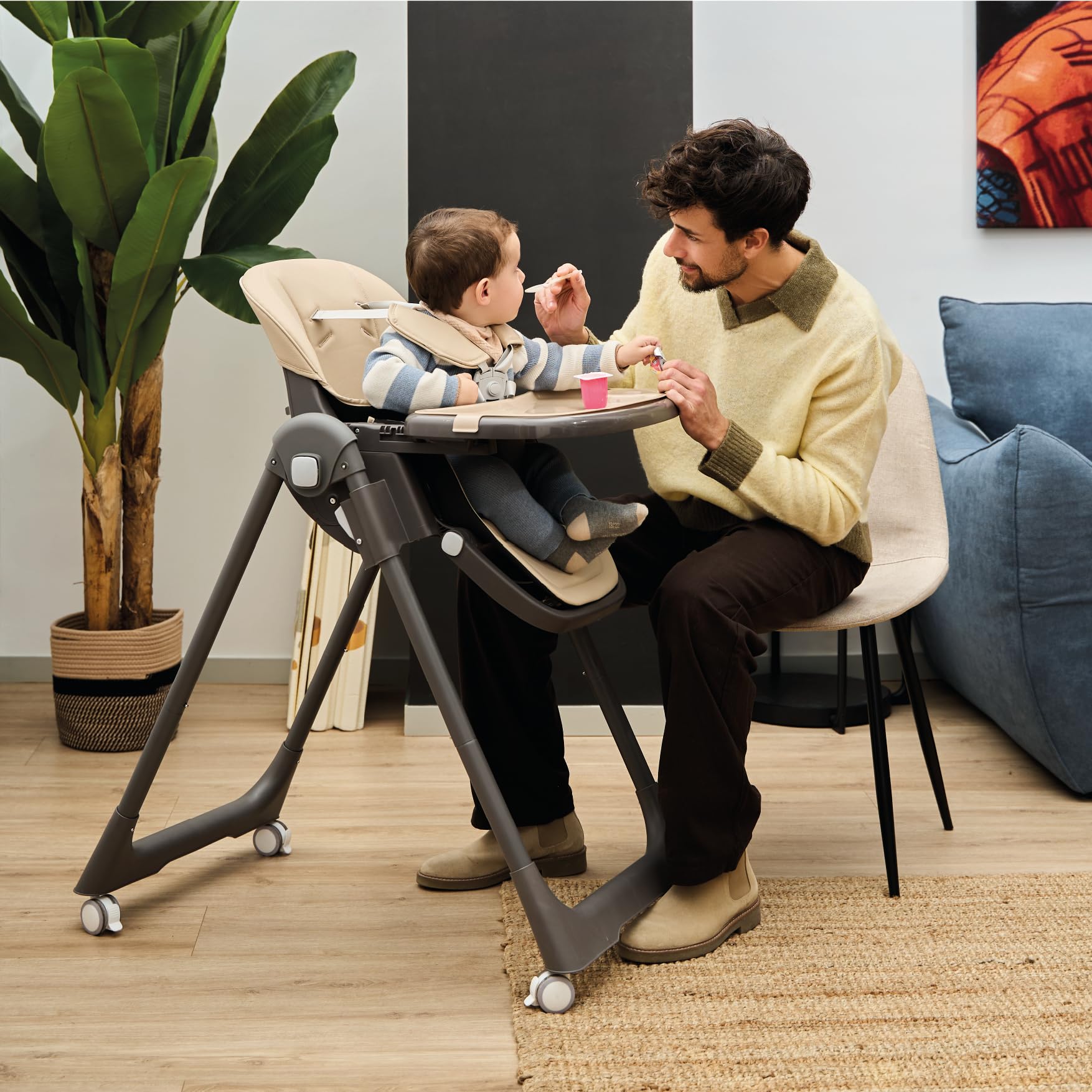 Ms BabyWorld - Trona Para Bebe Evolutiva Tasty | 7 Posiciones De Altura y 3 De Reclinación | Bandeja Extraíble y Reposapiés Regulable | Portatil, Plegable, Hasta 3 años (Blanco)