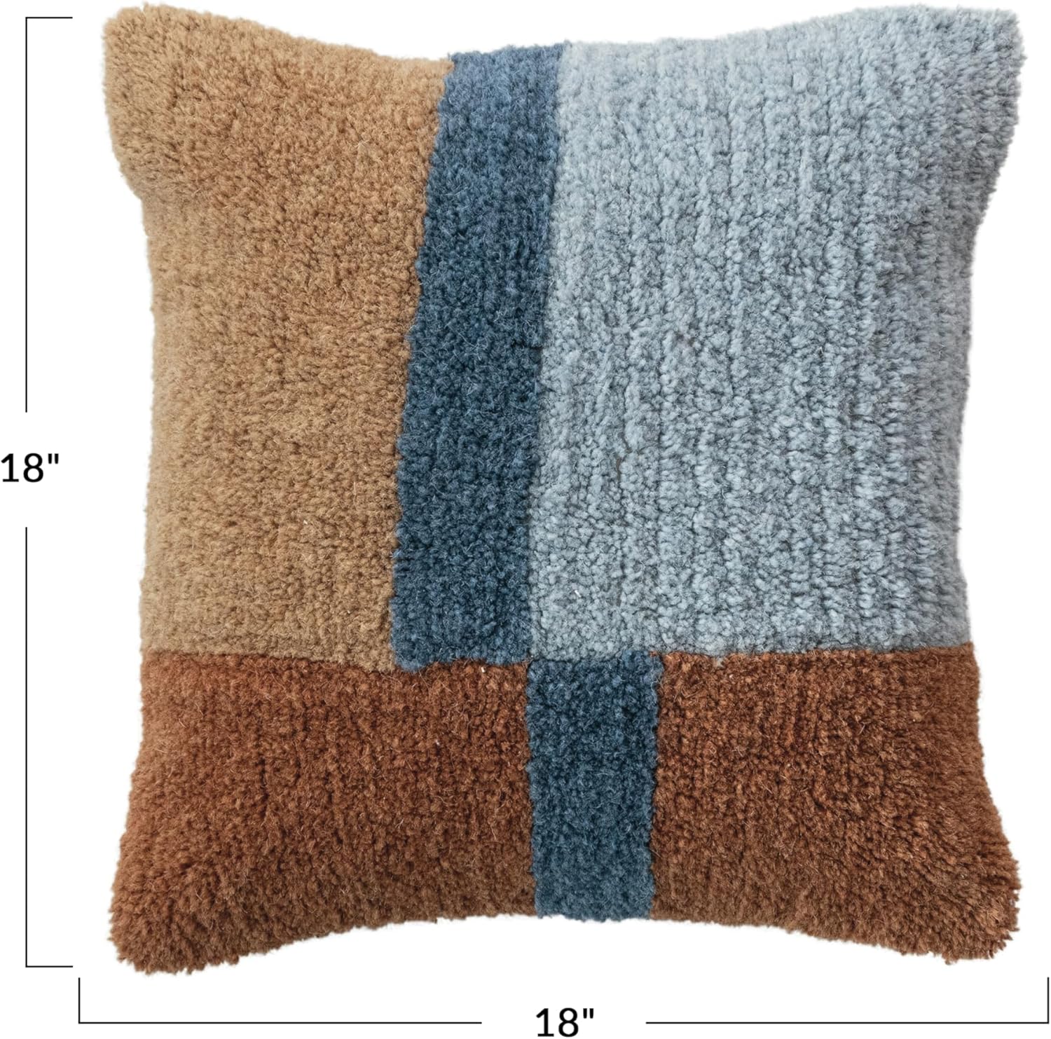 Bloomingville, Multicolor Terra Firm Woolen Harmony Pillow, 20” L x 20” W