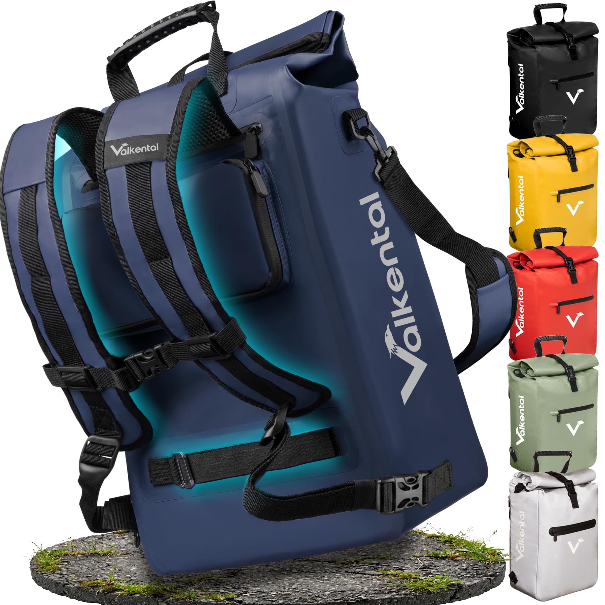 Valkental® 3in1 Fahrradtasche [Bis 25L] - Das Original - Geeignet als Gepäckträgertasche, Rucksack und Umhängetasche - 100% Wasserdicht & Reflektierend