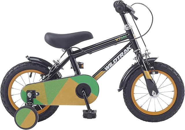 Wildtrak - 12 Inch Bike for Children 2-5 Years Old with Training Wheels - Black and Green