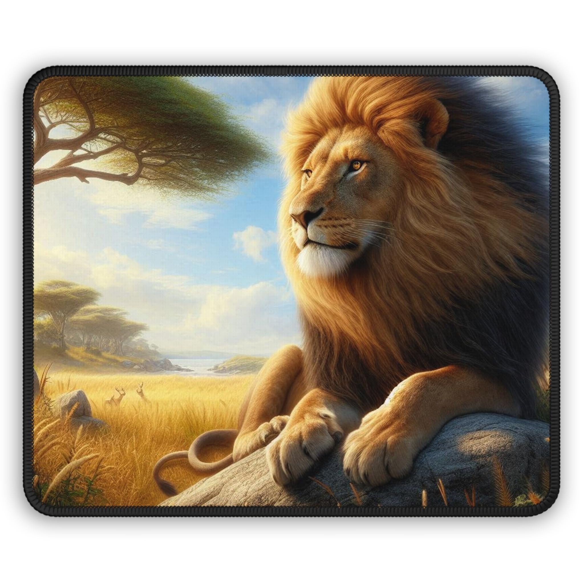 Lion-Themed 9x7 Inch Gaming Mouse Pad with Rubber Base