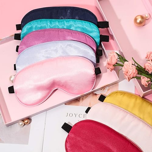 Miniatura 7 de 12 piezas de seda para dormir, máscara de ojos de seda pura para niños, con correa ajustable, suave y suave, máscara de ojos para dormir, bloqueando
