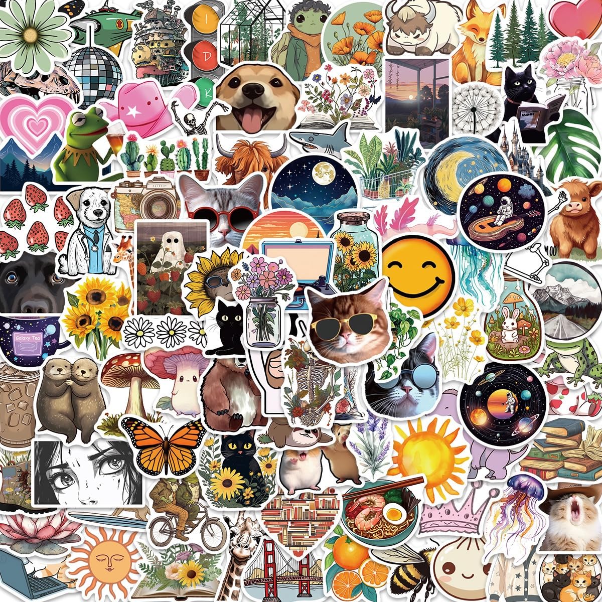 100 Pcs Aesthetic Stickers Pack, Waterproof Durable Vinyl Stickers for Adults Teens, Nature Scenic Designs for Journals Gifts
