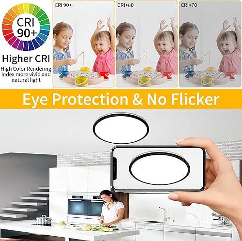 Miniatura 5 de MOONSEA Lámpara de techo LED de montaje empotrado de 15.8 W, 3600LM regulable para cocina con control remoto, ajuste de 3000-6500K lámpara de techo