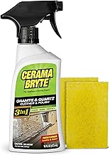 Cerama Bryte Granite and Quartz Daily Cleaner & Polish Safely Also Use On Marble Soapstone Quartz Quartzite Slate Limestone Corian Laminate Tile Countertop, 16 Ounce + 2 Pads