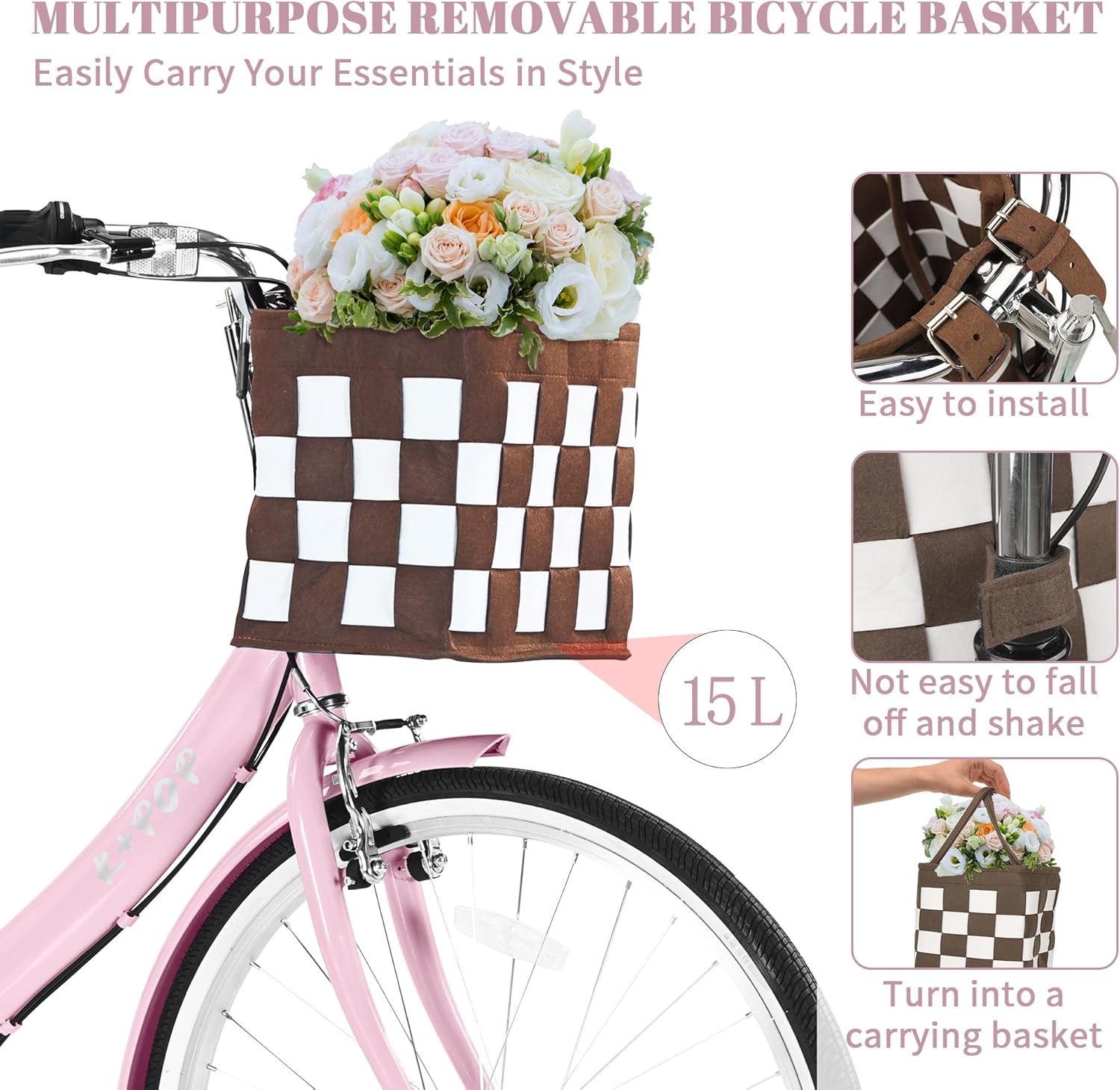 26 Inch Foldable Beach Cruiser Bike Womens Bicycle with Basket, 7 Speed Bikes for Women, Womens Bike Commuter Bicycle for Adult, Dual V-Brake Complete Cruiser Bikes, 330lbs Capacity