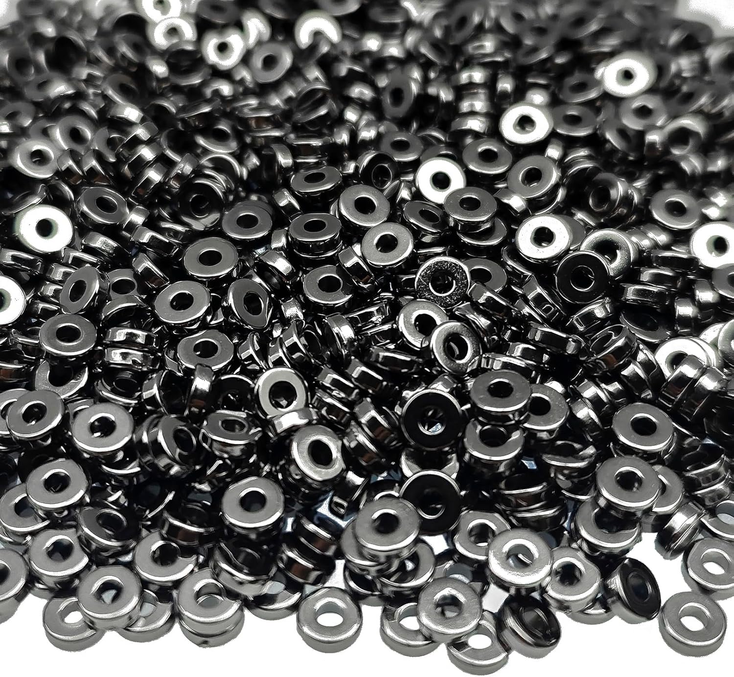1200pcs 6mm Gun Black Flat Disc Spacer Beads Round CCB Rondelle Beads Spacers for Bracelet Necklace Jewelry DIY Crafts Making(Gun Black)