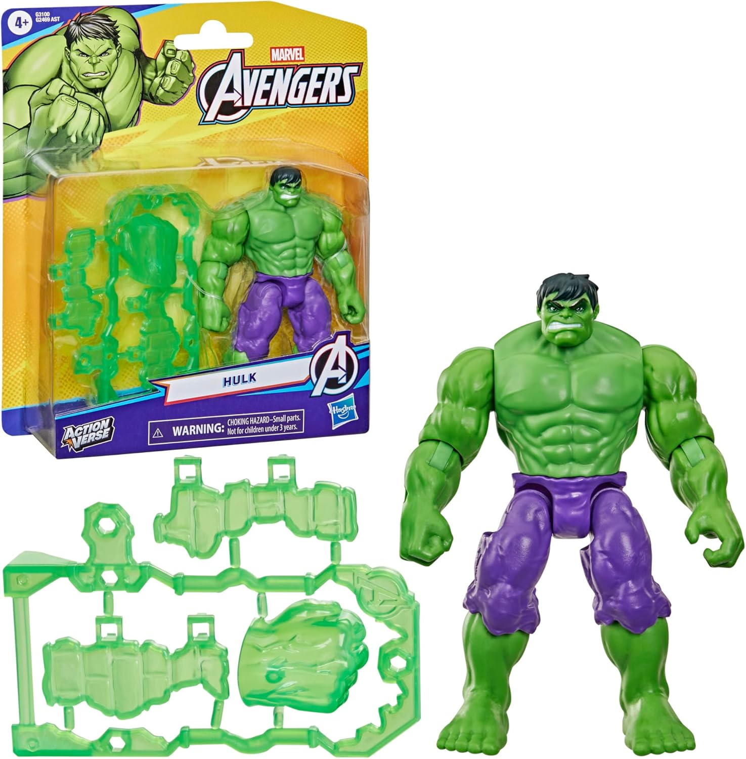 Marvel Avengers ActionVerse Hulk Action Figure & Accessories, 4.5-Inch (11.4 CM) Super Hero Toys & Figures for Kids, Ages 4+