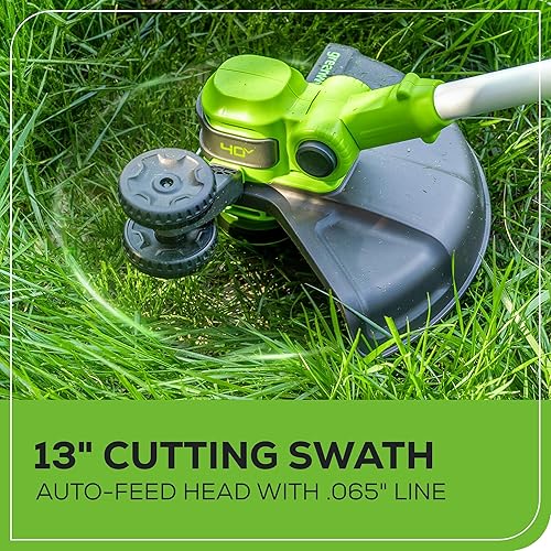 Miniatura 9 de Greenworks Cortacésped inalámbrico sin escobillas de 40 V y 16 pulgadas (empuje) + soplador (350 CFM) + recortadora de cuerda de 13 pulgadas