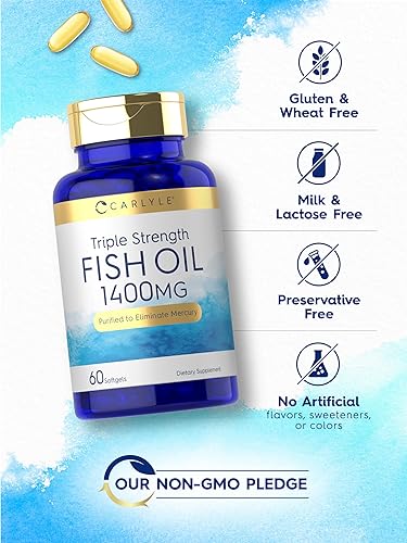 Miniatura 5 de Carlyle Aceite de pescado Omega 3 Triple Strength | 1400 mg | 60 cápsulas blandas | Suplemento sin OMG, sin gluten