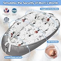 Vista 2 de Tumbona para bebé, nido de bebé transpirable y suave, portátil y ligera, tumbona para el hogar y viajes, ideal para bebés recién nacidos, regalos