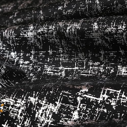 Miniatura 3 de Taisier Home Cortinas texturizadas de lino con estampado de lámina plateada, diseño de puntos geométricos para dormitorio y sala de estar,