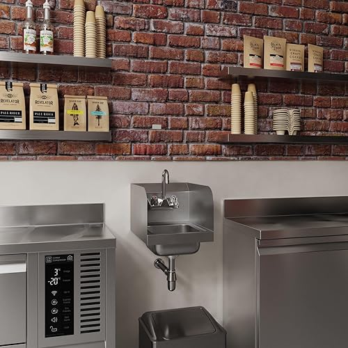 Miniatura 7 de AmGood Fregadero de mano de acero inoxidable para montaje en pared  NSF  Lavabo comercial de manos para restaurante, cocina y hogar (12 x 16