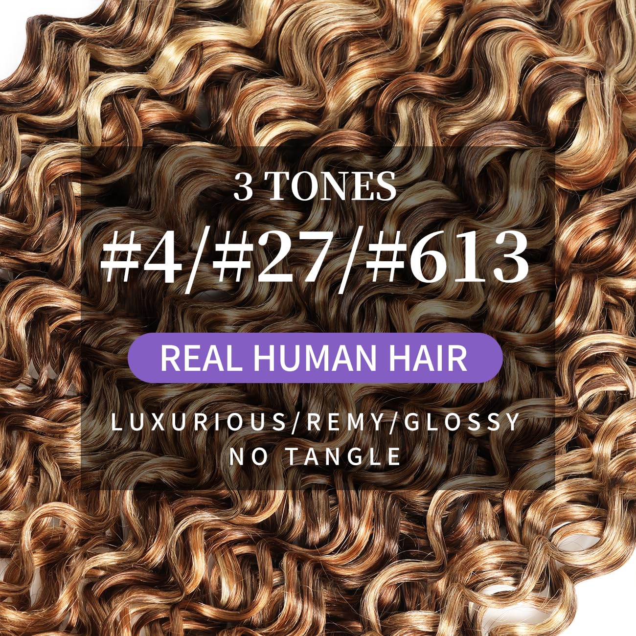 3 Tones 4/27/613 Sun-kissed Blonde Highlight Bundles Human Hair Weave for Black Women Ombre Brown Water Wave Virgin Hair 3 Bundles/Pack 22 24 26 Inch 100g/Bundle