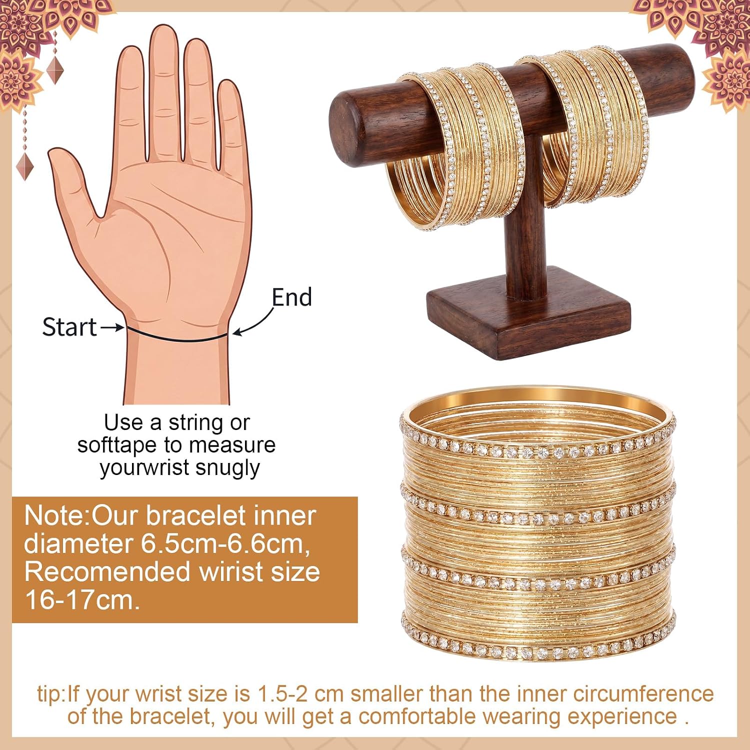 126 Pcs Indian Bangles Bracelets for Women Bollywood Women's Jewelry Set Diwali Return Gifts Bulk Mehndi Ceremony Favors for Indian Wedding Women Bangle Supplies