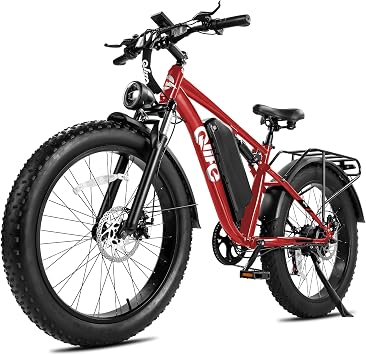 Qlife Racer Plus Adult Electric Bicycle, Peak 1500W/1800W, Up to 20+MPH, 65Miles Long Range, 26" Fat Tire Electric Mountain Bike with 48V 13AH/15.6AH Battery, 7 Speed Full Suspension