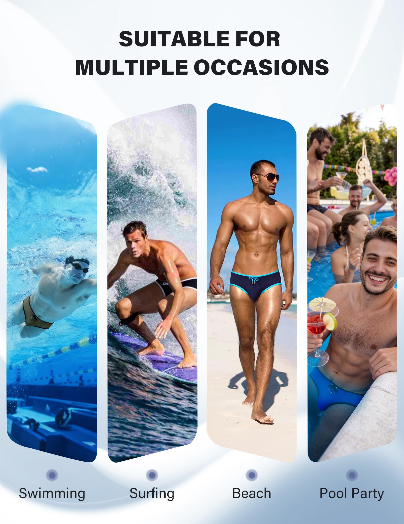 Arjen Kroos Bañador Hombre Slip Rayado con Bolsa 3D - Traje de Baño Ajustable para Piscina y Playa